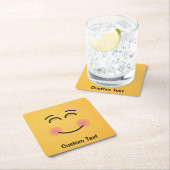 笑顔の顔と笑顔のアイズスクエア紙コート スクエアペーパーコースター (インサイチュ)