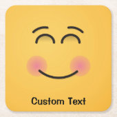 笑顔の顔と笑顔のアイズスクエア紙コート スクエアペーパーコースター (正面)