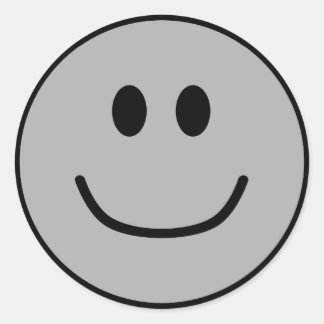 笑顔の顔シール灰色0002 ラウンドシール