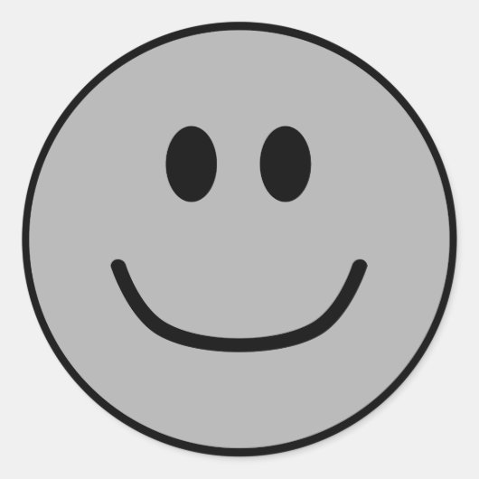 笑顔の顔シール灰色0002 ラウンドシール (正面)