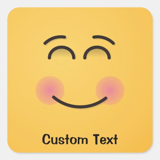 笑顔の顔スクエアステッカー スクエアシール (正面)