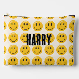 笑顔の顔パターン – かわいい黄色のスマイルカスタム アクセサリーポーチ