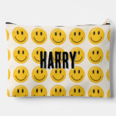 笑顔の顔パターン – かわいい黄色のスマイルカスタム アクセサリーポーチ (裏面)