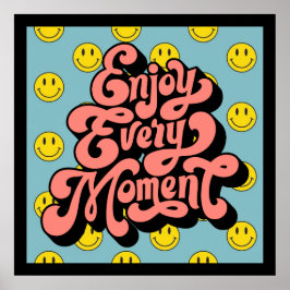 笑顔の顔パターン – かわいい黄色のスマイルカスタム ポスター