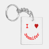 笑顔の顔パーソナライズされたIハート キーホルダー (正面左)