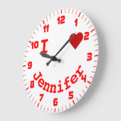 笑顔の顔パーソナライズされたIハート ラージ壁時計 (傾斜)