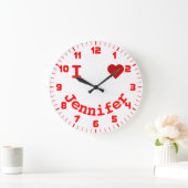 笑顔の顔パーソナライズされたIハート ラージ壁時計 (ホーム)