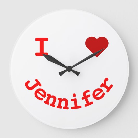 笑顔の顔パーソナライズされたIハート ラージ壁時計 (正面)