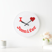 笑顔の顔パーソナライズされたIハート ラージ壁時計 (ホーム)