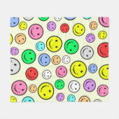 笑顔の顔 フリースブランケット (正面(横))