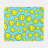 笑顔の顔 フリースブランケット (正面(横))