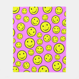 笑顔の顔 フリースブランケット