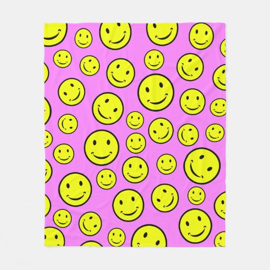 笑顔の顔 フリースブランケット (正面)