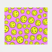 笑顔の顔 フリースブランケット (正面(横))