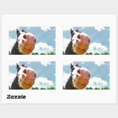 笑顔の馬 長方形シール (シート)