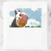 笑顔の馬 長方形シール (バッグ)