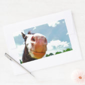 笑顔の馬 長方形シール (封筒)