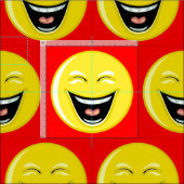 笑顔の鮮やかな赤 ファブリック (タイル)