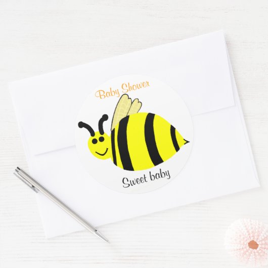 笑顔の黄色いのまわりに赤ちゃんシャワー ラウンドシール (封筒)