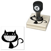 笑顔の黒猫ゴム印 ラバースタンプ (押印)
