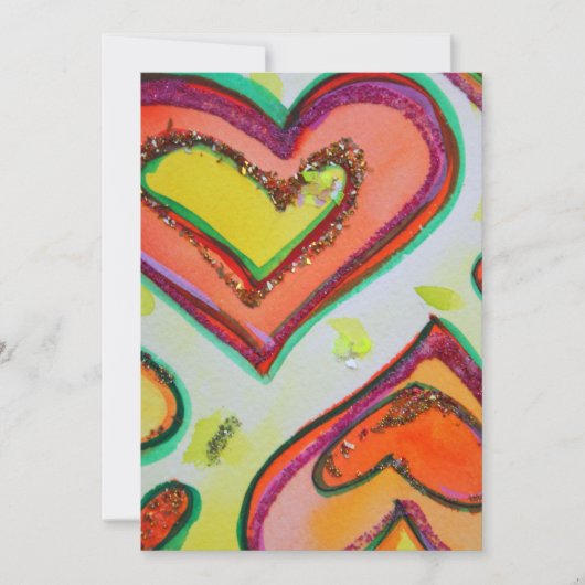 笑顔の2つのハートのカスタム招待状または招待カード 招待状 (正面)