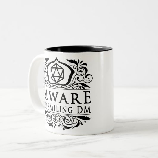 笑顔のDM V4に注意 ツートーンマグカップ (正面左)