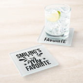 笑顔は私お気に入りのの、笑顔は私のお気に入りの ガラスコースター (アングル)