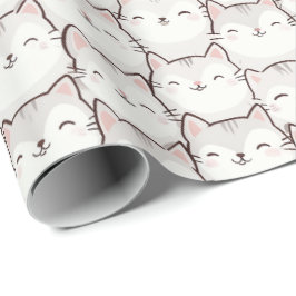 笑顔よくはしゃぐ猫ラッピング紙 – かわいい ラッピングペーパー