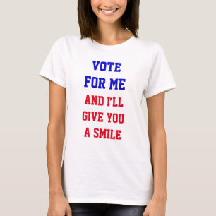 笑顔をあげます、私に投票してね 面白い政治風刺グッズ Tシャツ