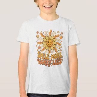笑顔を増やして心配を減らそう レトロ サン Tシャツ