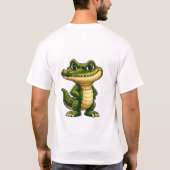 笑顔を忘れない!面白いワニTシャツ Tシャツ (裏面)
