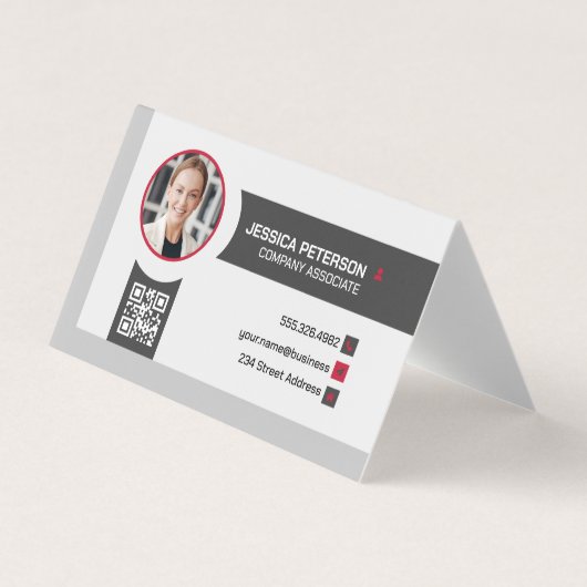 笑顔を見せるビジネスマン |企業の | | QRコード 名刺 (正面)