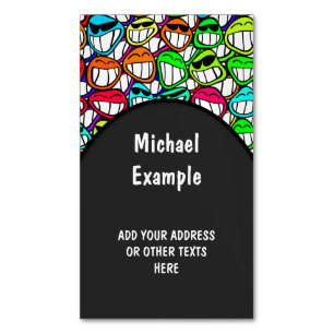 笑顔カッコいい顔グループI +あなたのアイディア マグネット名刺