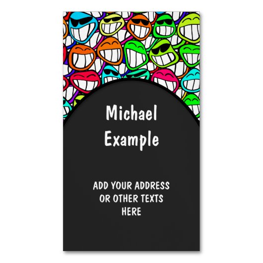 笑顔カッコいい顔グループI +あなたのアイディア マグネット名刺 (正面縦)