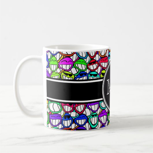 笑顔カッコいい顔パターンI +あなたのモノグラム コーヒーマグカップ (左)