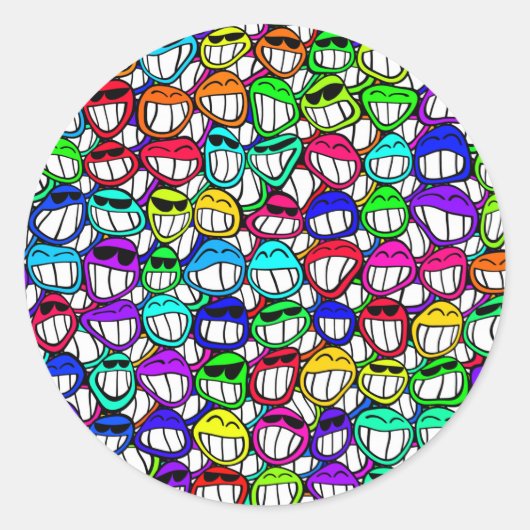 笑顔カッコいい顔群 ラウンドシール (正面)