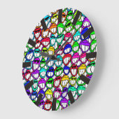 笑顔カッコいい顔群 ラージ壁時計 (傾斜)