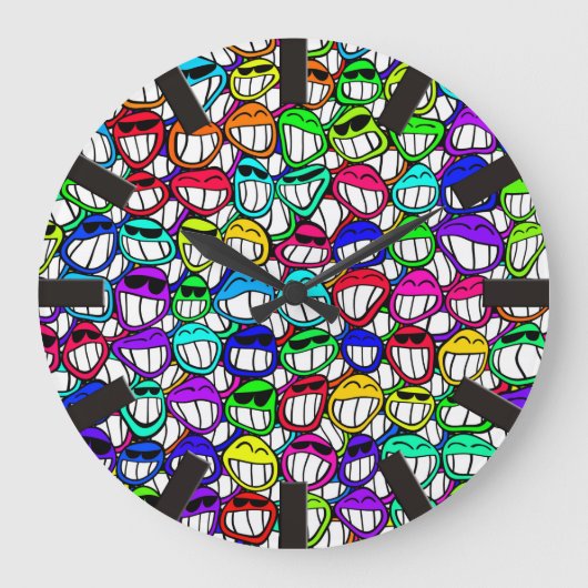 笑顔カッコいい顔群 ラージ壁時計 (正面)