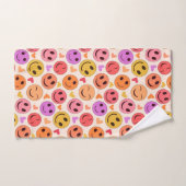 笑顔カラフルの幸せな顔とハート バスタオルセット (ハンドタオル)