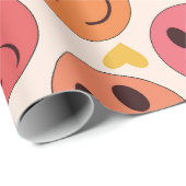 笑顔カラフルの幸せな顔とハート ラッピングペーパー (ロールコーナー)