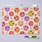 笑顔カラフルの幸せな顔とハート 薄葉紙 (クラフト)