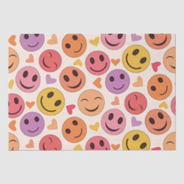 笑顔カラフルの幸せな顔とハート 薄葉紙