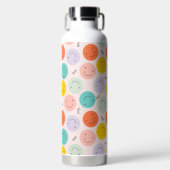 笑顔カラフルの幸せ顔模様 ウォーターボトル (正面)