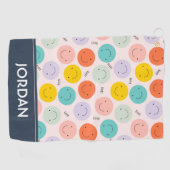 笑顔カラフルの幸せ顔模様 ゴルフタオル (横)