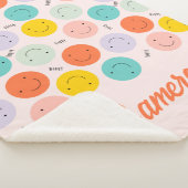 笑顔カラフルの幸せ顔模様 シェルパブランケット (3/4)