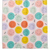 笑顔カラフルの幸せ顔模様 シャワーカーテン (正面)