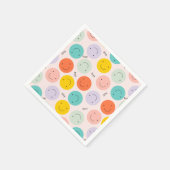 笑顔カラフルの幸せ顔模様 スタンダードカクテルナプキン (角)