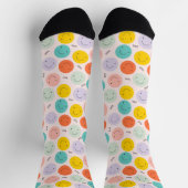 笑顔カラフルの幸せ顔模様 ソックス (上部)