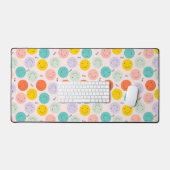 笑顔カラフルの幸せ顔模様 デスクマット (キーボード&マウス)
