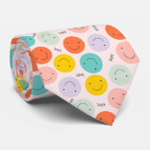 笑顔カラフルの幸せ顔模様 ネクタイ (ロール)